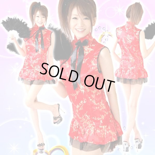 画像2: 襟元リボン★裾フリルＳＥＸＹ&ＣＵＴＥなサテンチャイナコスプレワンピ  (2)