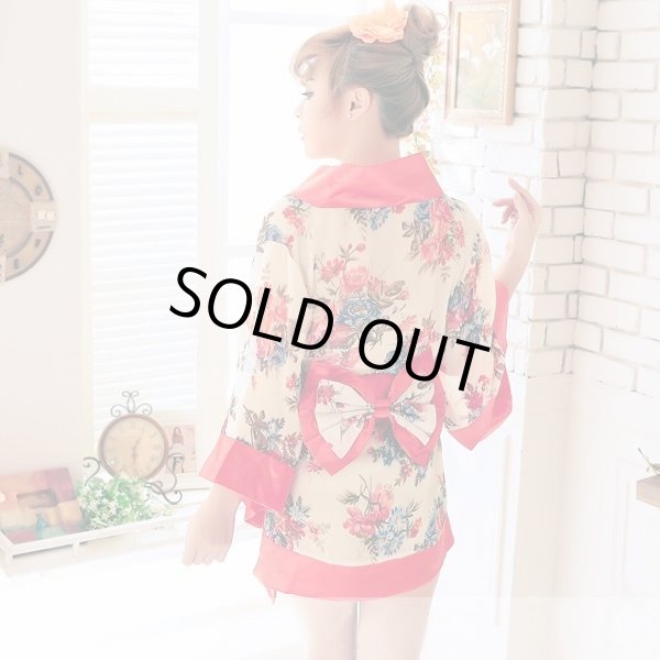 画像4: シフォンシースルー花柄着物ドレス/浴衣/コスプレ (4)