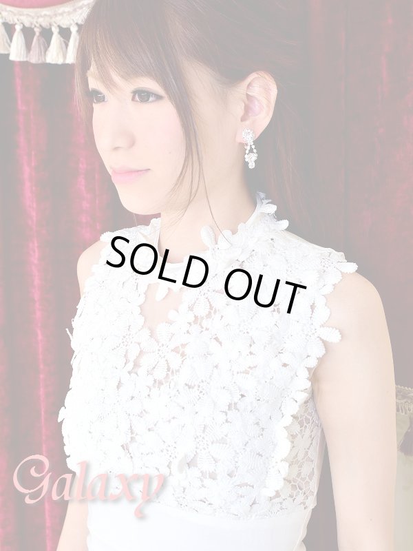 画像6: 胸元SEXY透け魅せ*刺繍クロシェフラワーレースストレッチミニドレス (6)