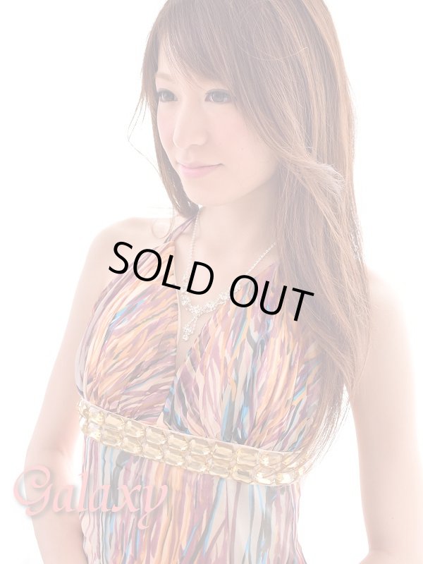 画像6: スクエアーカラーストーンライン*グラデーションシフォンロングドレス (6)