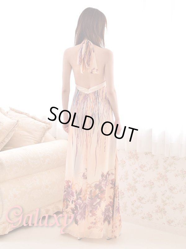 画像4: スクエアーカラーストーンライン*グラデーションシフォンロングドレス (4)