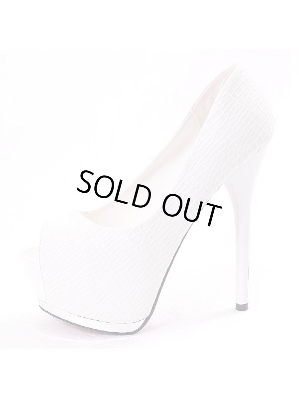 画像2: ラインストーン大人シンプル*クロコ型押しオープントゥキャバパンプス*2color (2)