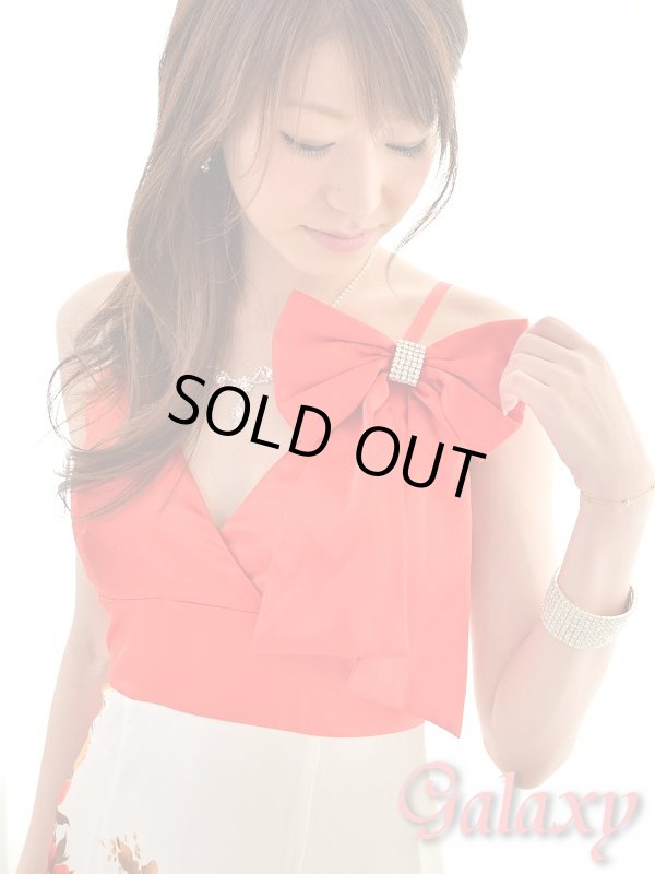 画像6: デカリボン付き花柄キャミフレアーシフォンロングドレス (6)