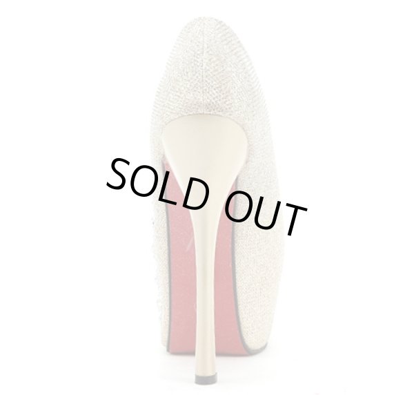 画像6: お花風ストーンラメ生地オープントゥパンプス (6)