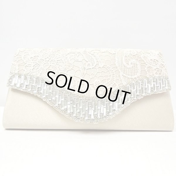 画像3: たっぷりストーンレース重ねサテンクラッチバッグ*4color (3)