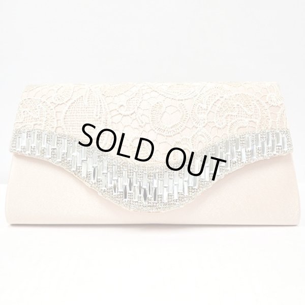 画像5: たっぷりストーンレース重ねサテンクラッチバッグ*4color (5)