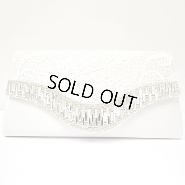 画像4: たっぷりストーンレース重ねサテンクラッチバッグ*4color (4)