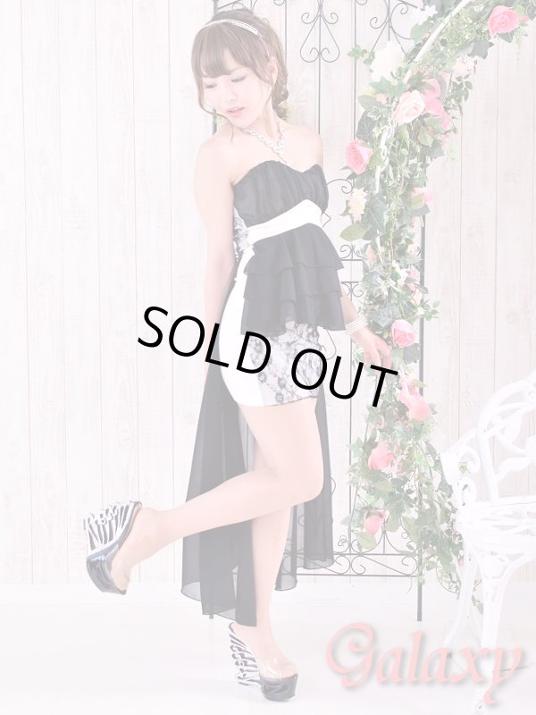 画像3: 上品レース＆シフォンフリルペプラムミニベールドレス*3color (3)