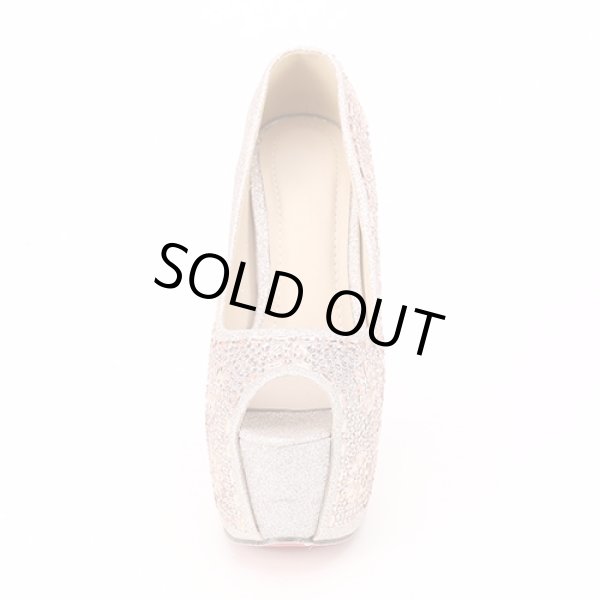 画像4: ラメ生地*キラキラストーンオープントゥパンプス*2color (4)