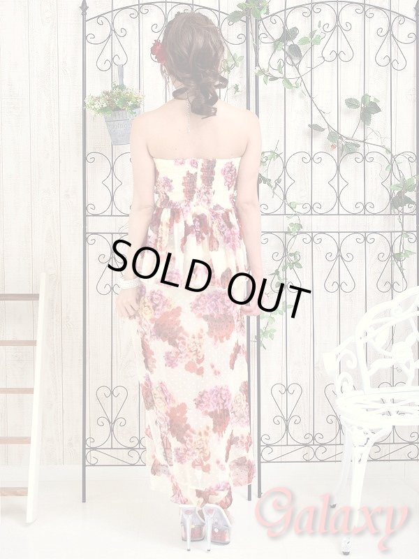 画像5: フラワー柄シフォン重ね*ぺプラムミニINドレス (5)