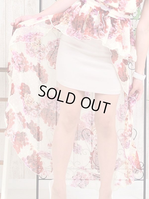 画像8: フラワー柄シフォン重ね*ぺプラムミニINドレス (8)