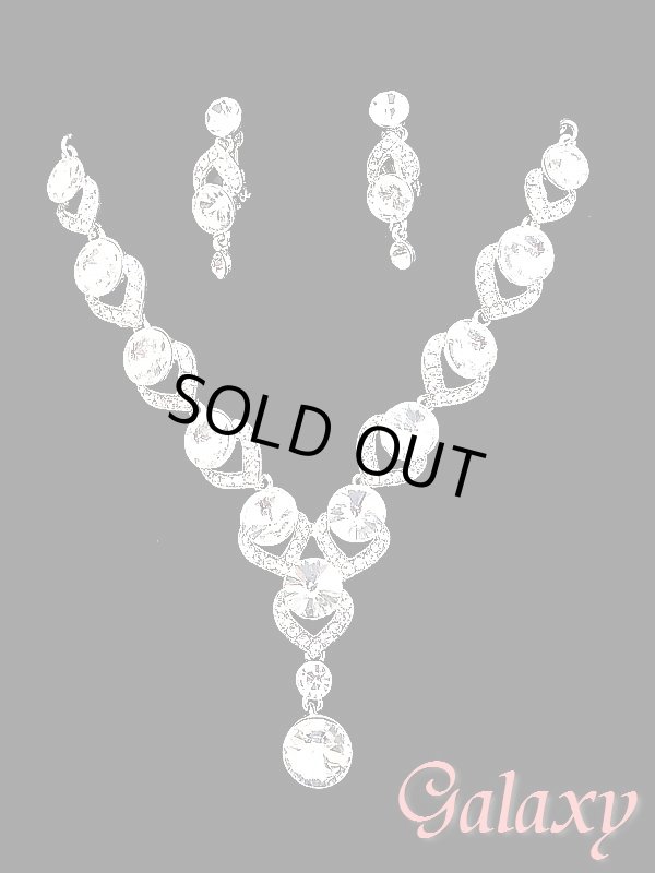 画像5: 丸ストーンキラキラアクセサリー2点セット【ネックレス・イヤリング】 (5)