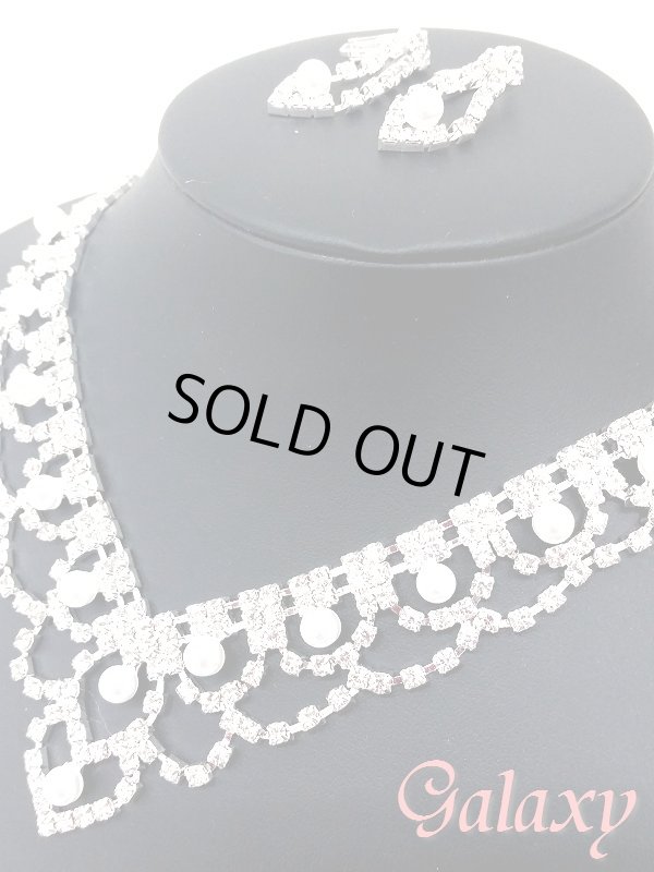 画像3: パール＆ストーンアクセサリー2点セット【ネックレス・イヤリング】 (3)