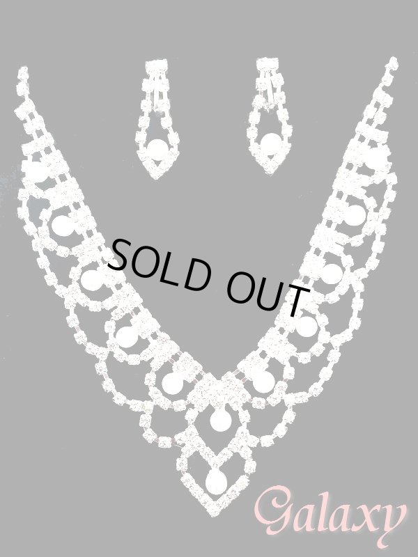 画像5: パール＆ストーンアクセサリー2点セット【ネックレス・イヤリング】 (5)