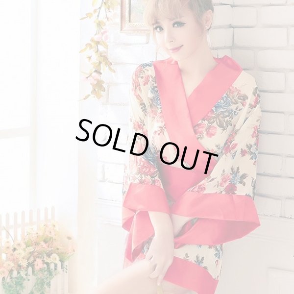 画像5: シフォンシースルー花柄着物ドレス/浴衣/コスプレ (5)