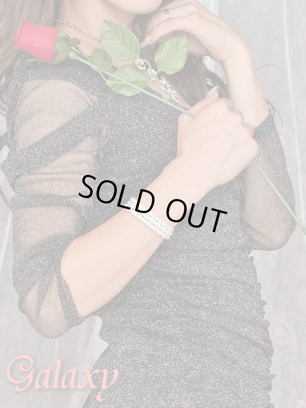 画像9: フロントジップデザイン*銀ラメ入り長袖シースルー切り替えミニワンピ (9)