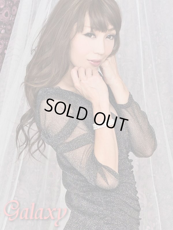 画像4: フロントジップデザイン*銀ラメ入り長袖シースルー切り替えミニワンピ (4)