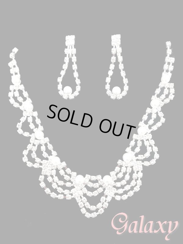 画像5: パール＆ラインストーンセットアクササリー2点セット【ネックレス・ピアスorイヤリング】 (5)