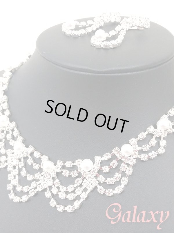 画像3: パール＆ラインストーンセットアクササリー2点セット【ネックレス・ピアスorイヤリング】 (3)