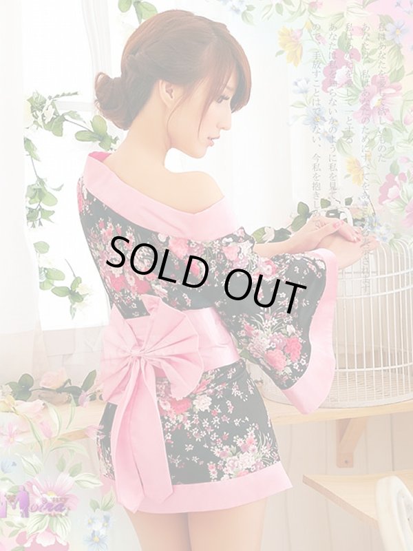 画像3: 浴衣イベント・花魁コスプレに【3点SET】花魁風和風花柄着物ドレス (3)