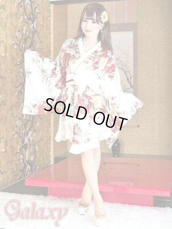 画像2: デカリボン帯*ゴールドパイピング和柄サテン着物ドレス*3color (2)