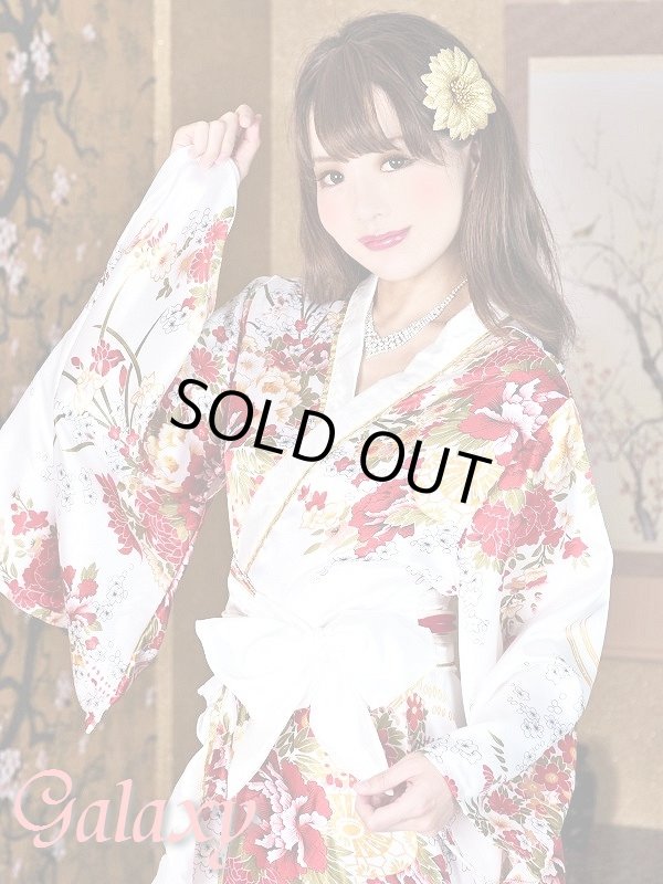 画像8: デカリボン帯*ゴールドパイピング和柄サテン着物ドレス*3color (8)