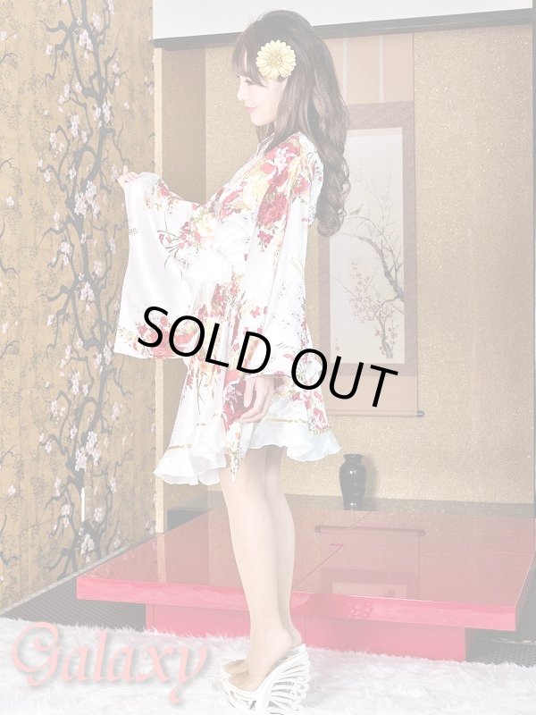 画像5: デカリボン帯*ゴールドパイピング和柄サテン着物ドレス*3color (5)