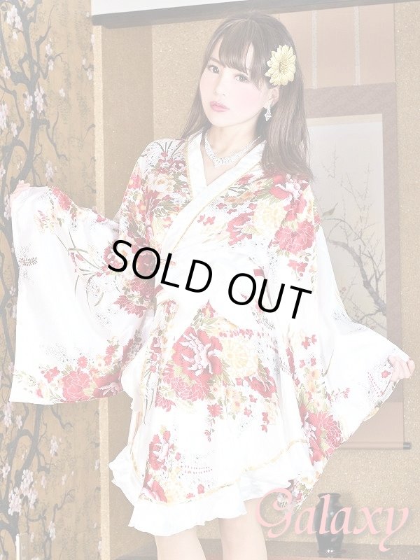 画像3: デカリボン帯*ゴールドパイピング和柄サテン着物ドレス*3color (3)