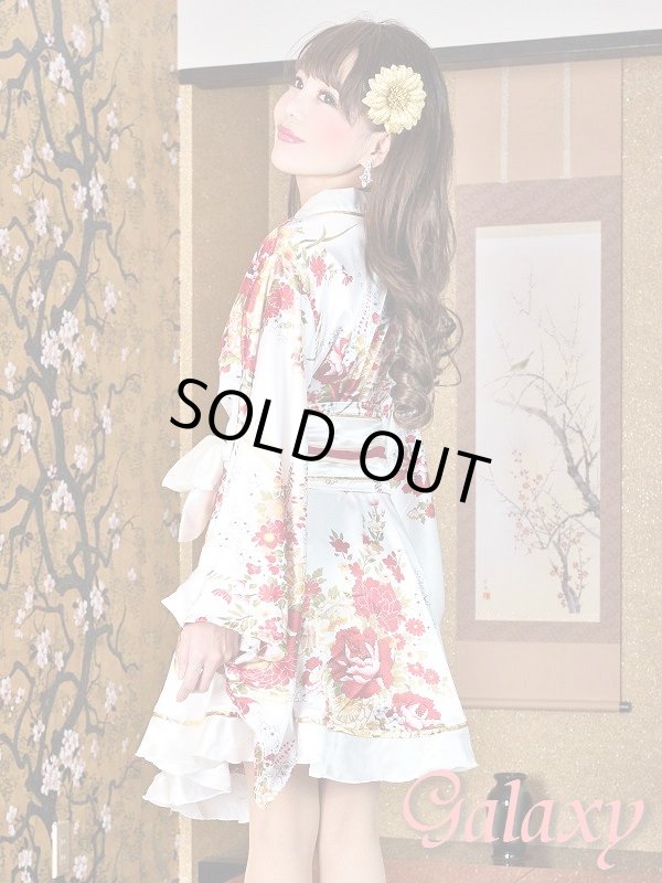 画像7: デカリボン帯*ゴールドパイピング和柄サテン着物ドレス*3color (7)