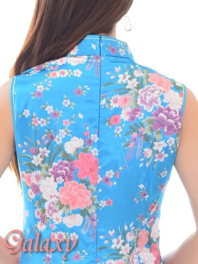 画像3: チャイナボタン付*小花柄サテンチャイナミニドレス*4color