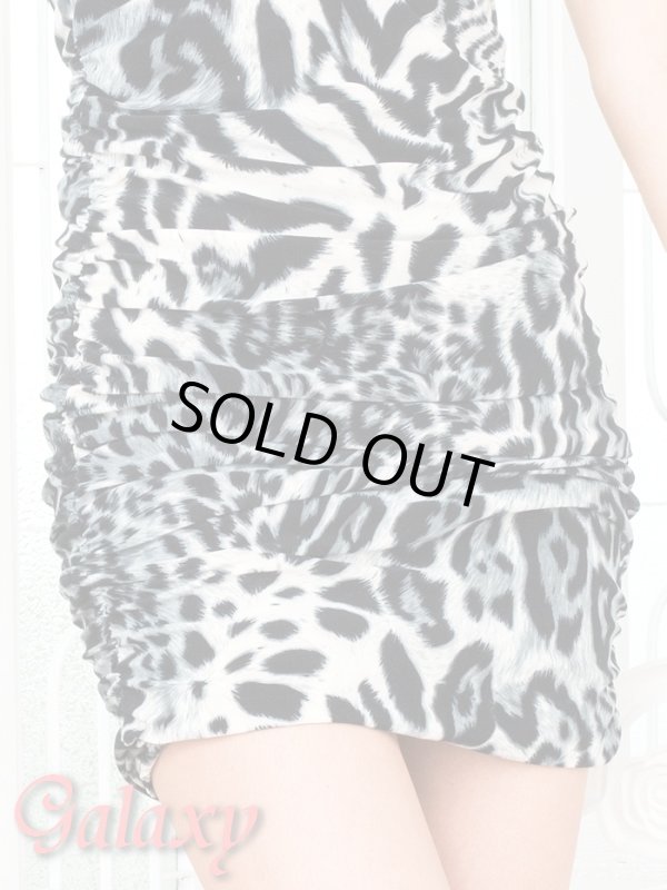 画像6: SILVERバックル付*ギャザー入りレオパード柄エステルミニドレス♪  (6)