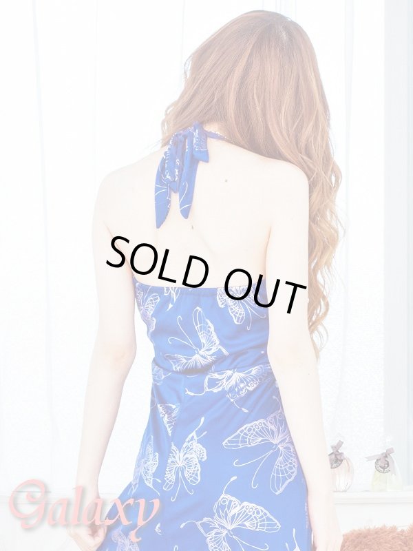 画像6: ジルコニアサークルバックル付き☆SILVERバタフライ光沢ストレッチサテンロングドレス (6)