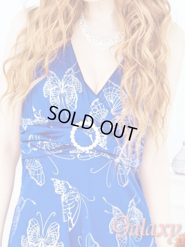 画像5: ジルコニアサークルバックル付き☆SILVERバタフライ光沢ストレッチサテンロングドレス (5)