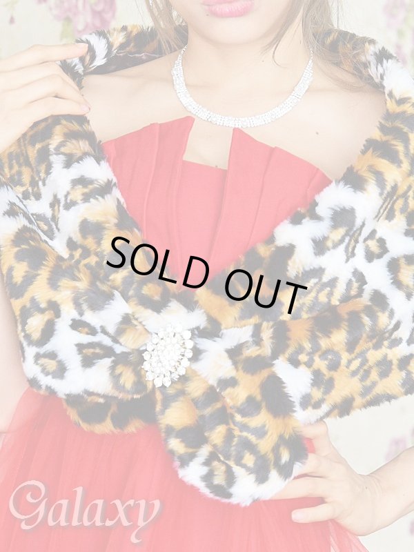 画像4: ブローチ付き*レオパード柄*ゴージャスファーケープ (4)