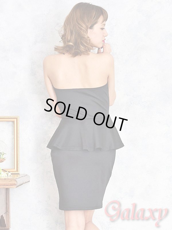 画像5: Lサイズ★胸元レースラインデザイン*ぺプラムベアトップミニドレス (5)