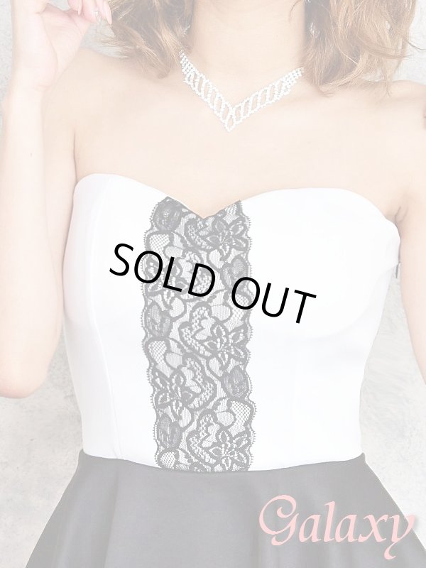 画像6: Lサイズ★胸元レースラインデザイン*ぺプラムベアトップミニドレス (6)