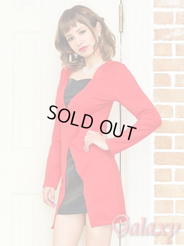 画像3: 胸元ハート型カット*合皮切替デザインミニキャバワンピース (3)