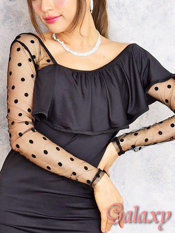 画像12: ドット柄レース切替*パイピングフリルストレッチミニワンピ*2color*S/M (12)