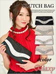 画像1: たっぷりストーンレース重ねサテンクラッチバッグ*4color (1)
