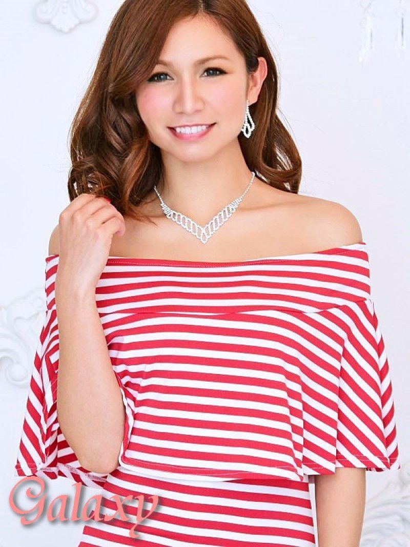 画像1: オフショルダーネック*ストレッチボーダーワンピース*2color