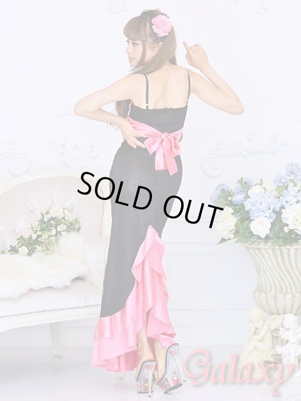 画像3: レースとサテンリボン切り替えロングドレス (3)