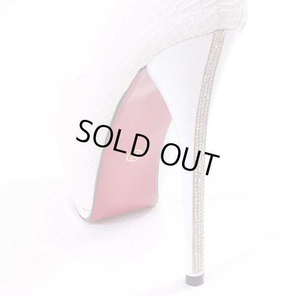 画像7: ラインストーン大人シンプル*クロコ型押しオープントゥキャバパンプス*2color (7)