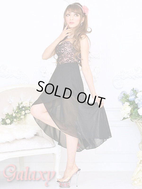 画像10: 胸元ハートカットレースデザイン*シフォン切替ミニinドレス*2color (10)