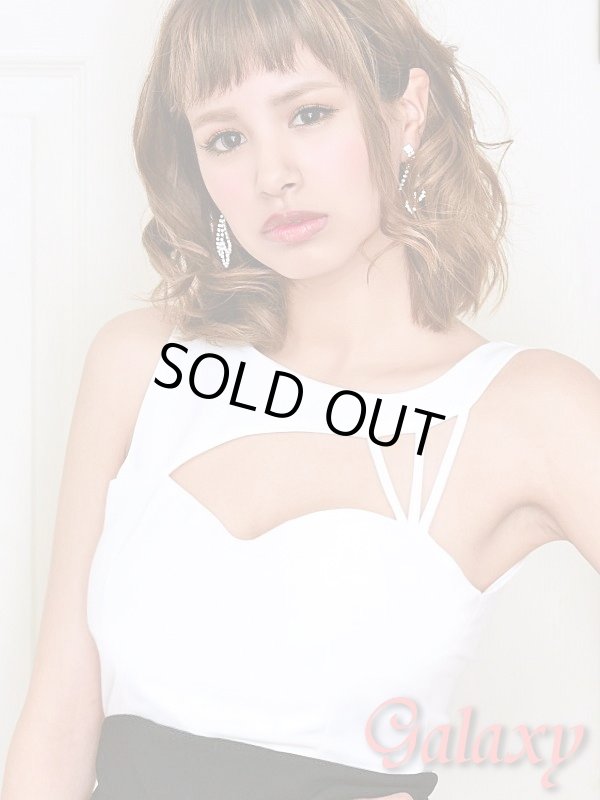 画像11: セクシー胸元魅せデザイン*バイカラー配色ストレッチミニドレス*2color (11)