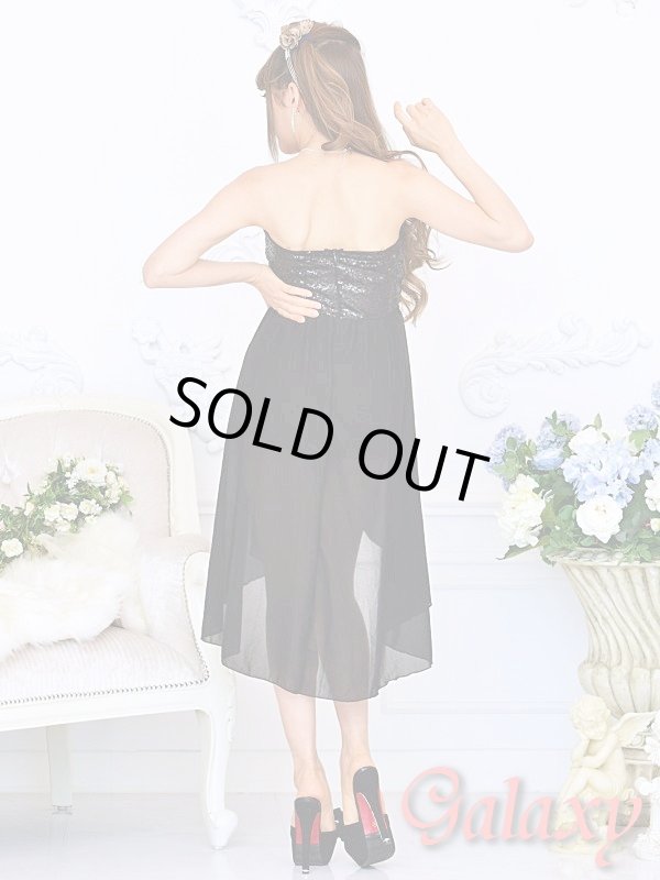 画像4: 豪華胸元スパンコール*シフォン切替ミニロングキャバドレス*2color (4)