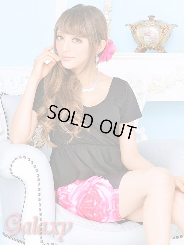 画像6: チェリーローズ柄*Backクロス半袖ぺプラムワンピース*2color (6)