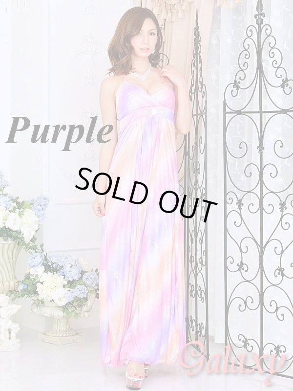 画像14: クリスタルストーン付*SILVERバタフライプリント*グラデーションエステルロングドレス*3color*M/L (14)