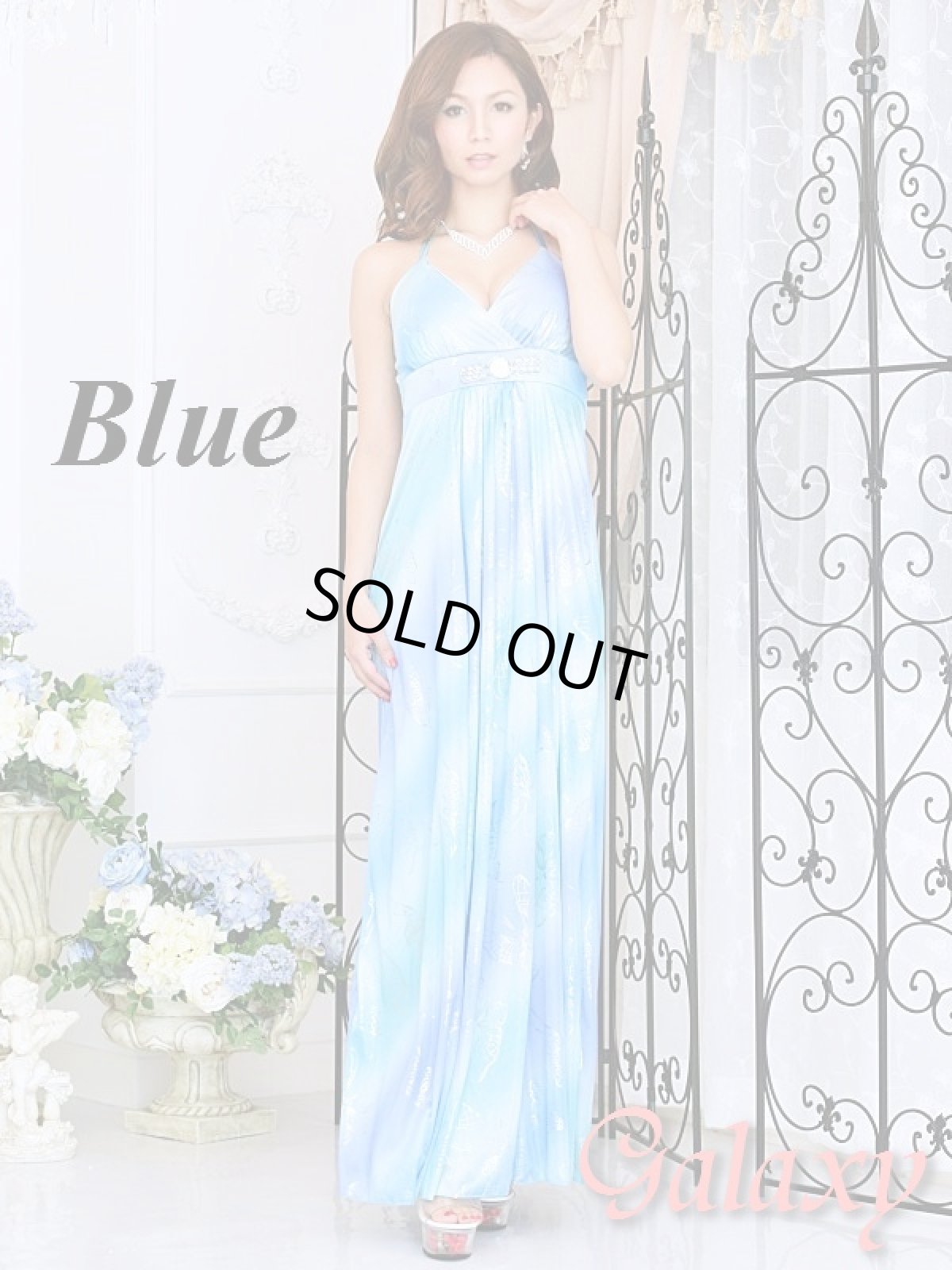 画像8: クリスタルストーン付*SILVERバタフライプリント*グラデーションエステルロングドレス*3color*M/L (8)