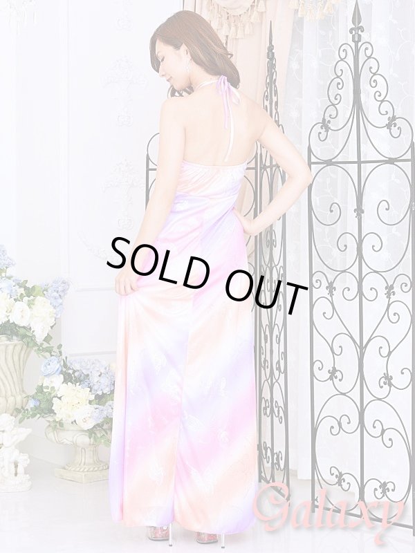 画像17: クリスタルストーン付*SILVERバタフライプリント*グラデーションエステルロングドレス*3color*M/L (17)