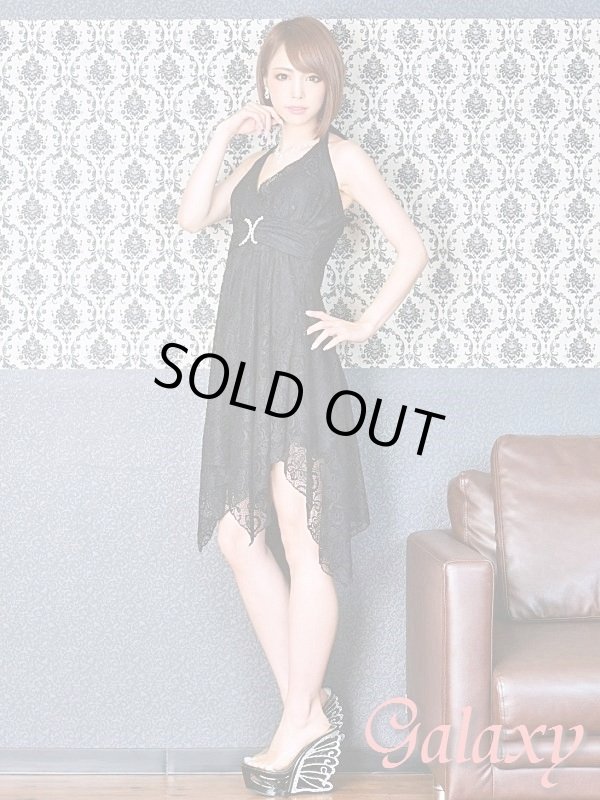 画像4: クリスタルストーン付Ｘバックル*ラグジュアリーフラワーレースランダムカットミニドレス*2color*M/L (4)